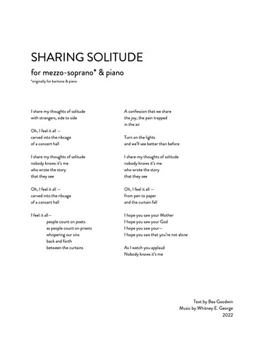 SHARING SOLITUDE [for mezzo]