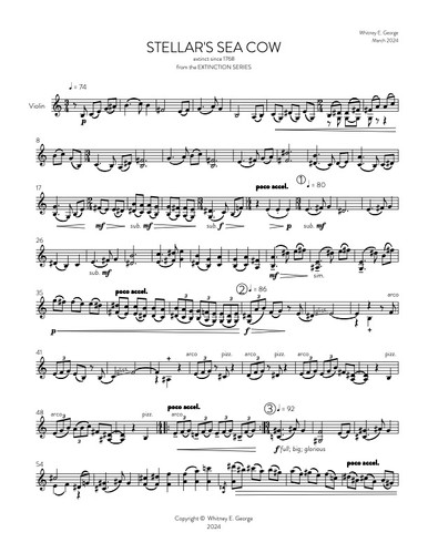 Stellar's Sea Cow from The Extinction Series (solo violin)