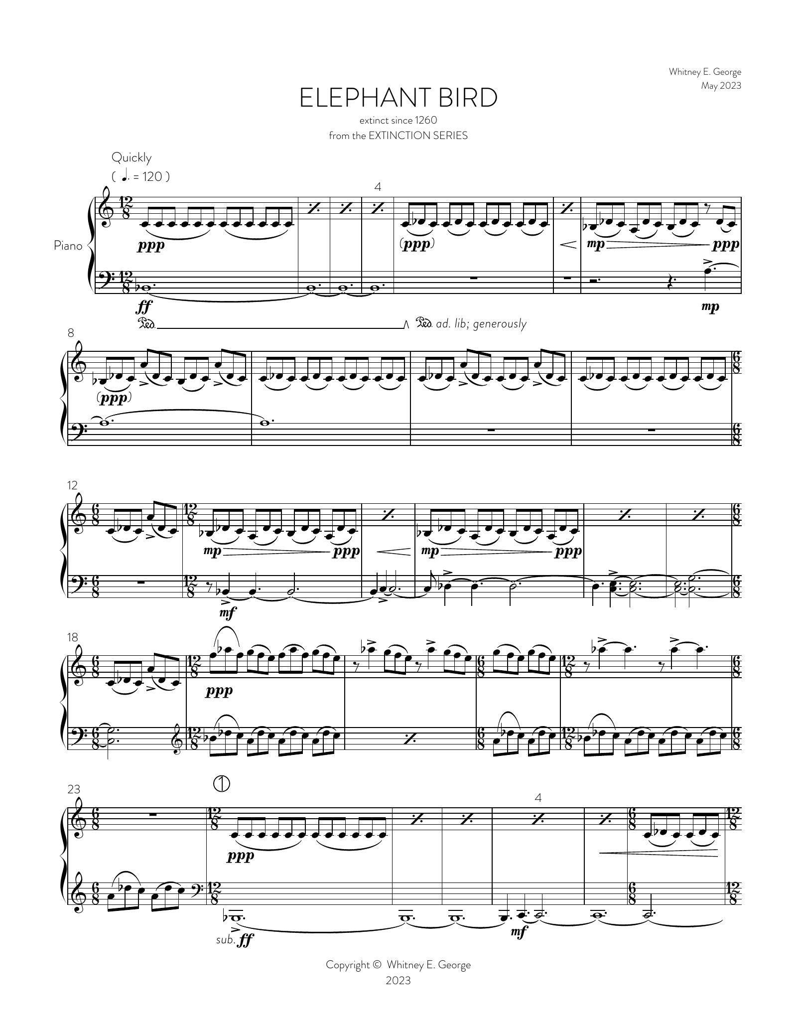 Elephant Bird from The Extinction Series (solo piano)