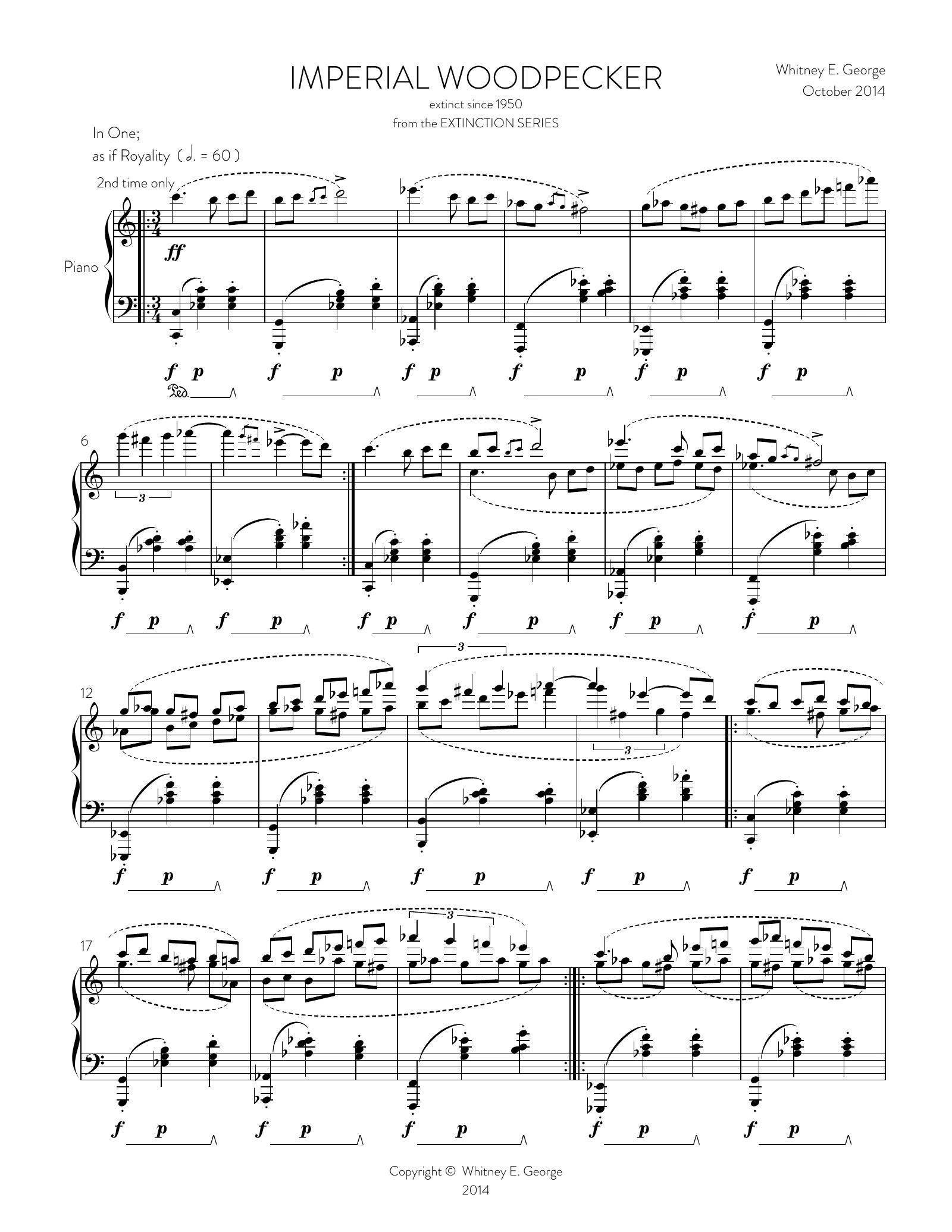 Imperial Woodpecker from The Extinction Series (solo piano)
