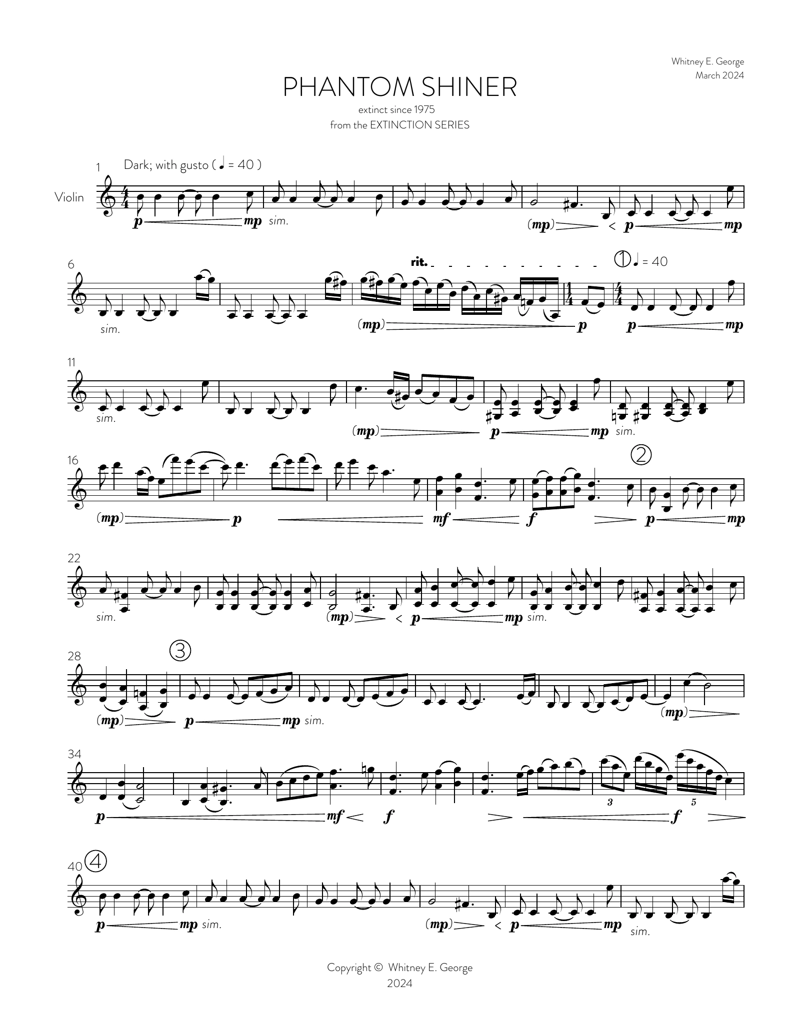 Phantom Shiner from The Extinction Series (solo violin)