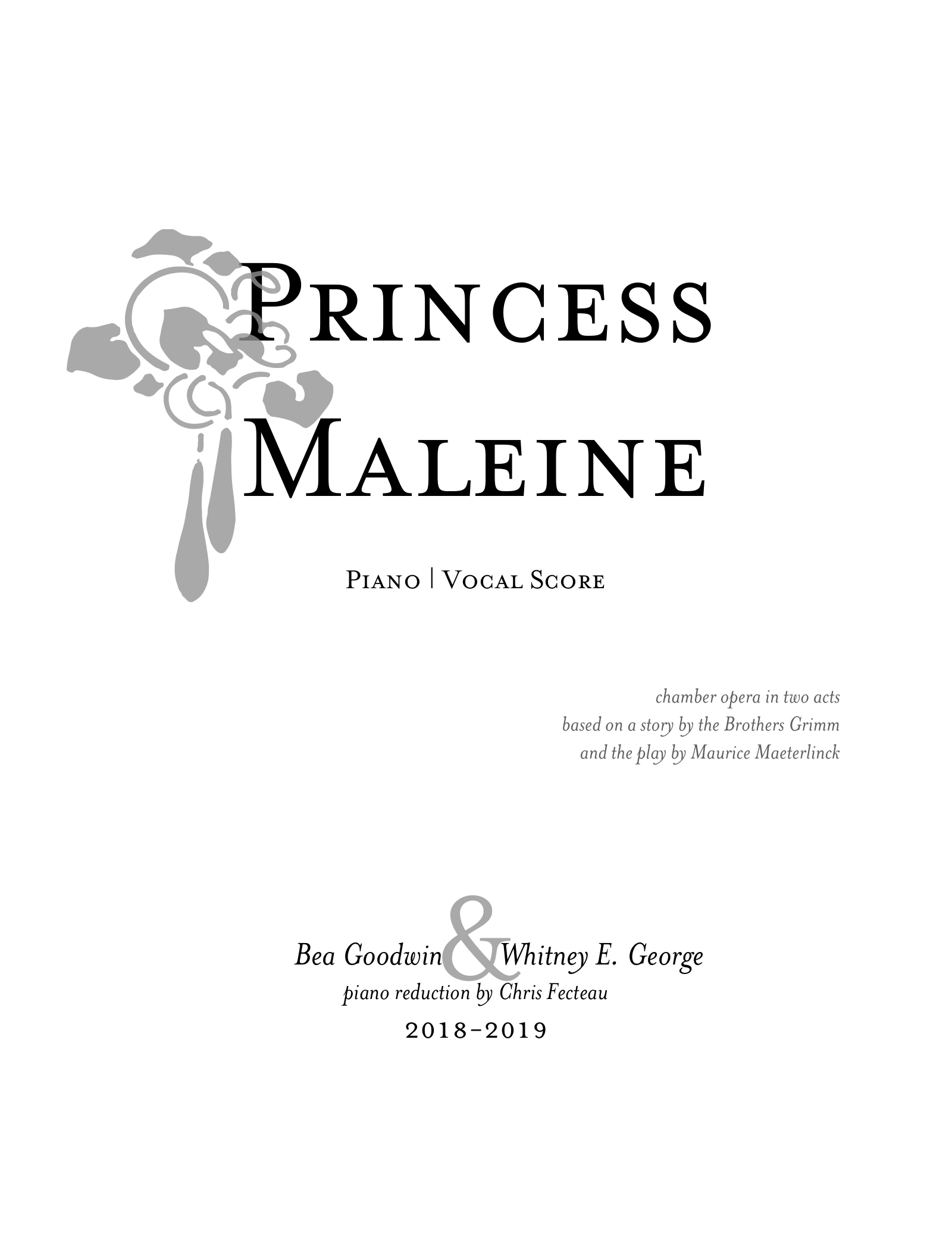 PRINCESS MALEINE [ PIANO-VOCAL SCORE ]