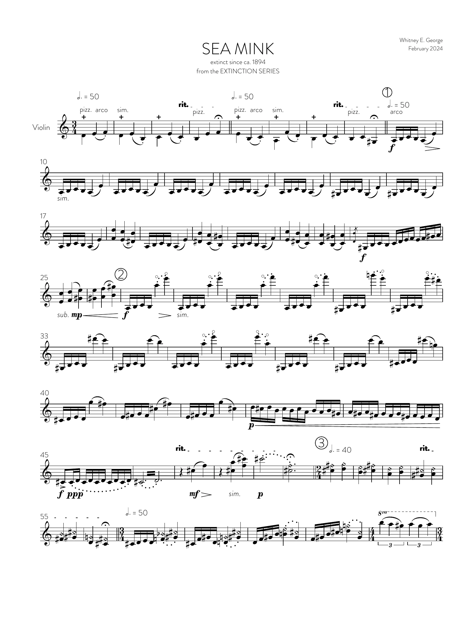 Sea Mink from The Extinction Series (solo violin)