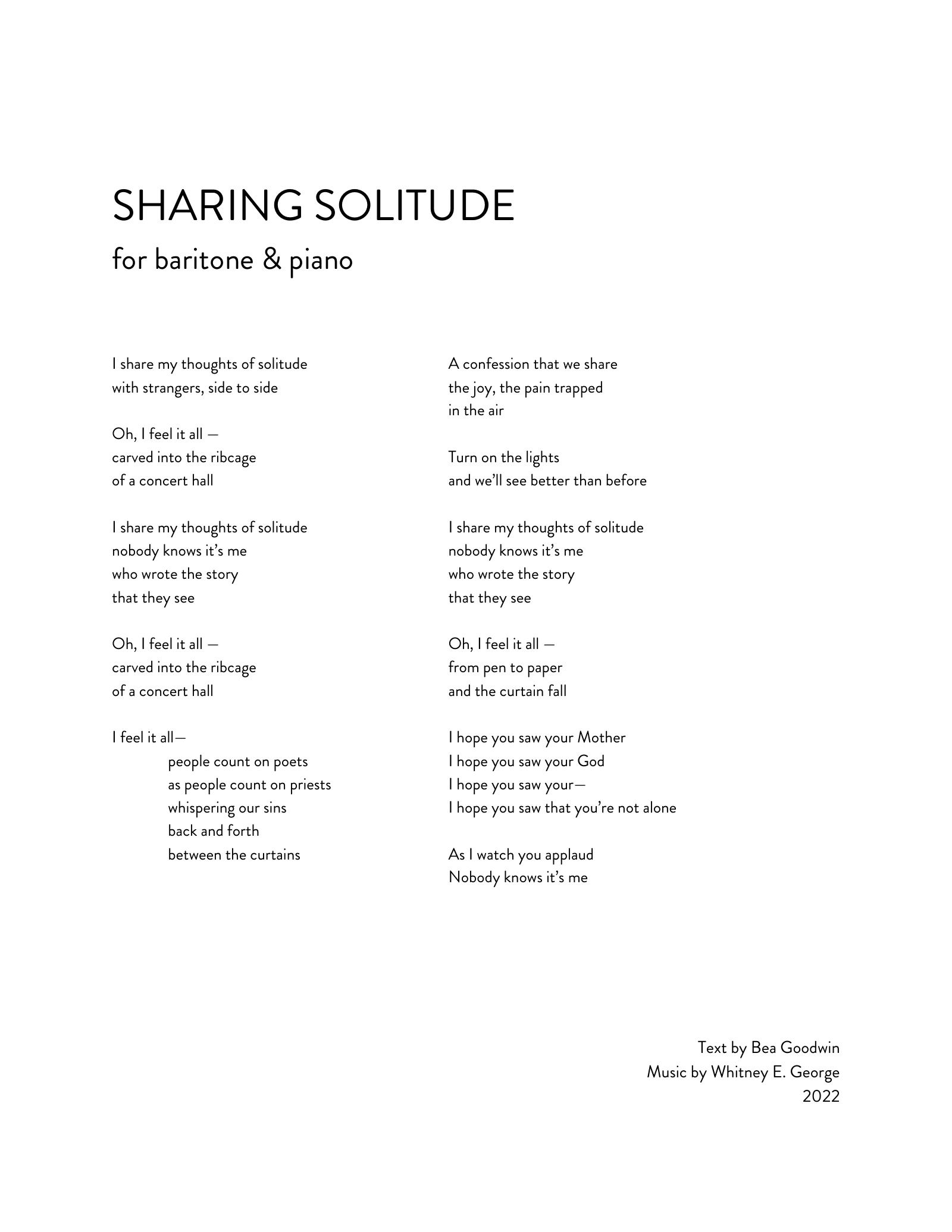 SHARING SOLITUDE