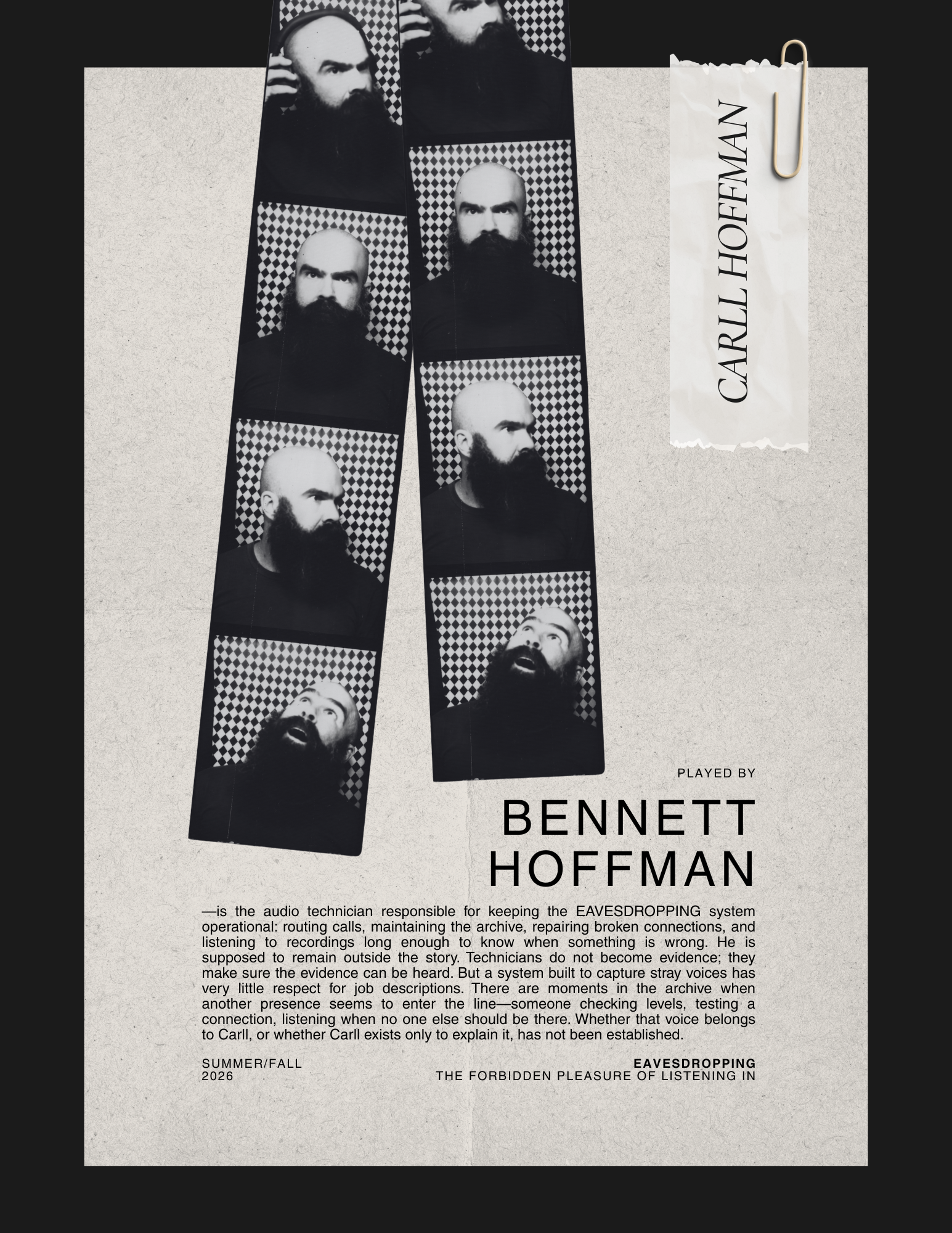 Carll Hoffman character sheet, played by Bennett Hoffman