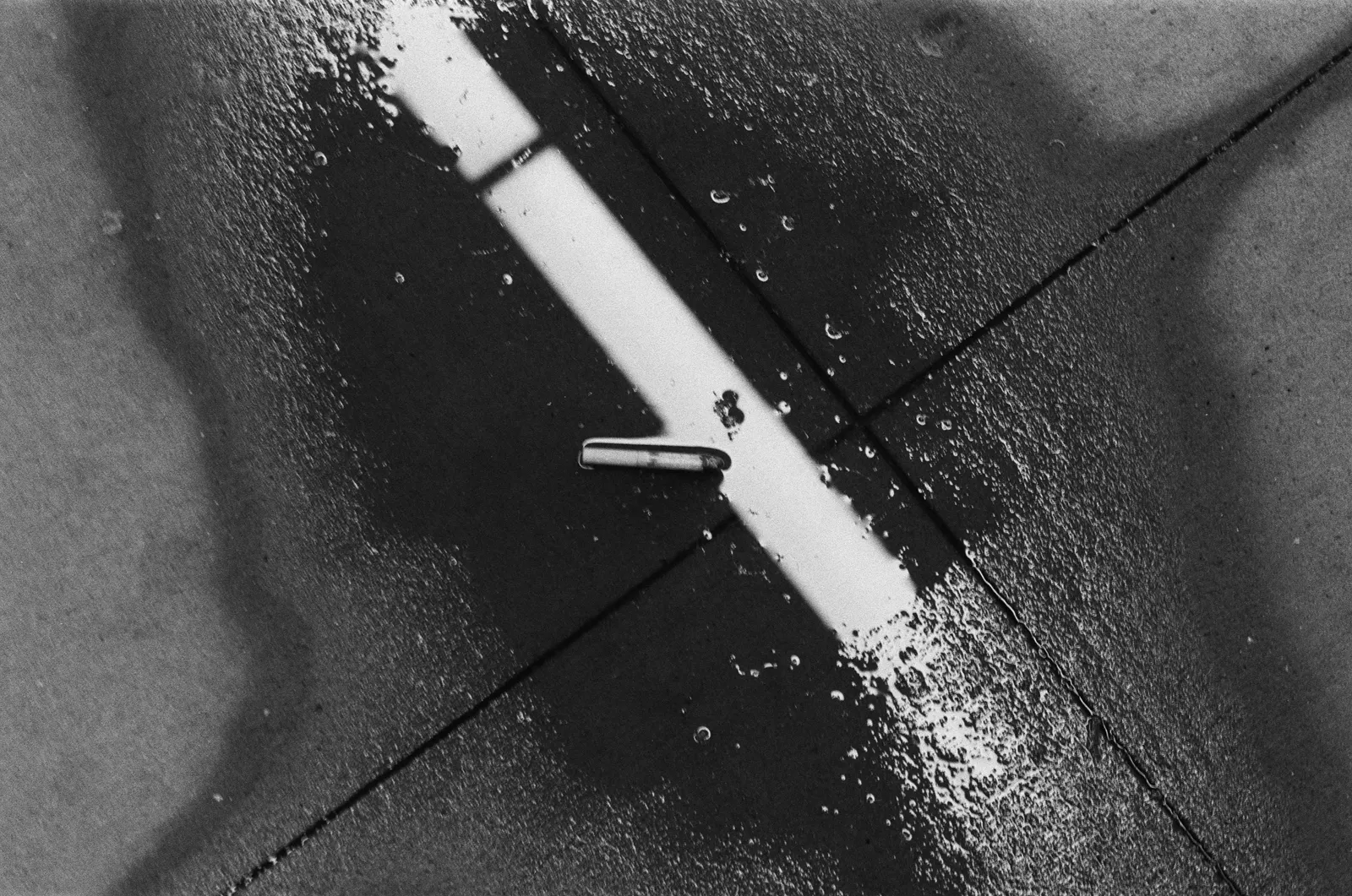 Black-and-white field photograph returned as Frame 12, a window from outside.