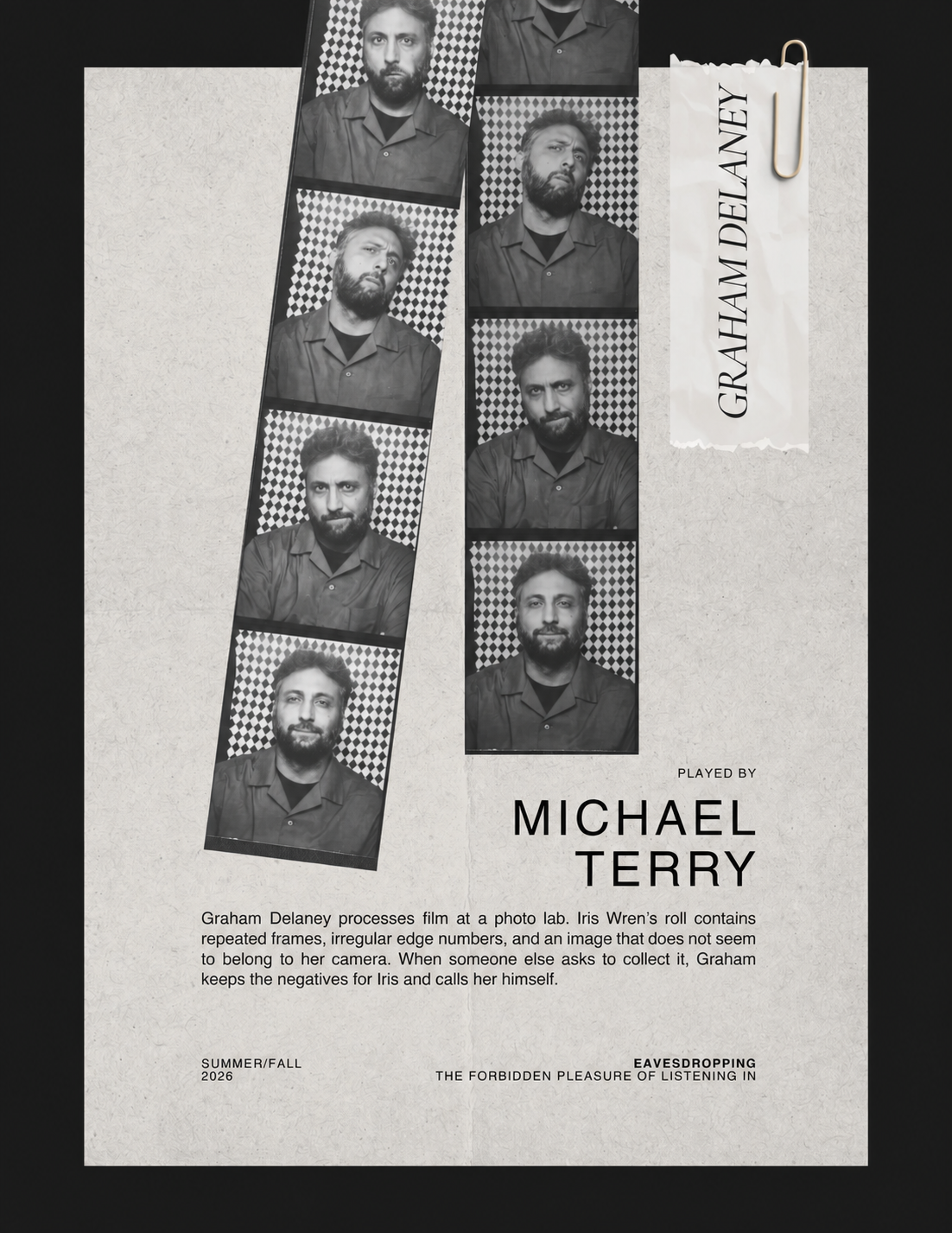 Graham Delaney character sheet, played by Michael Terry