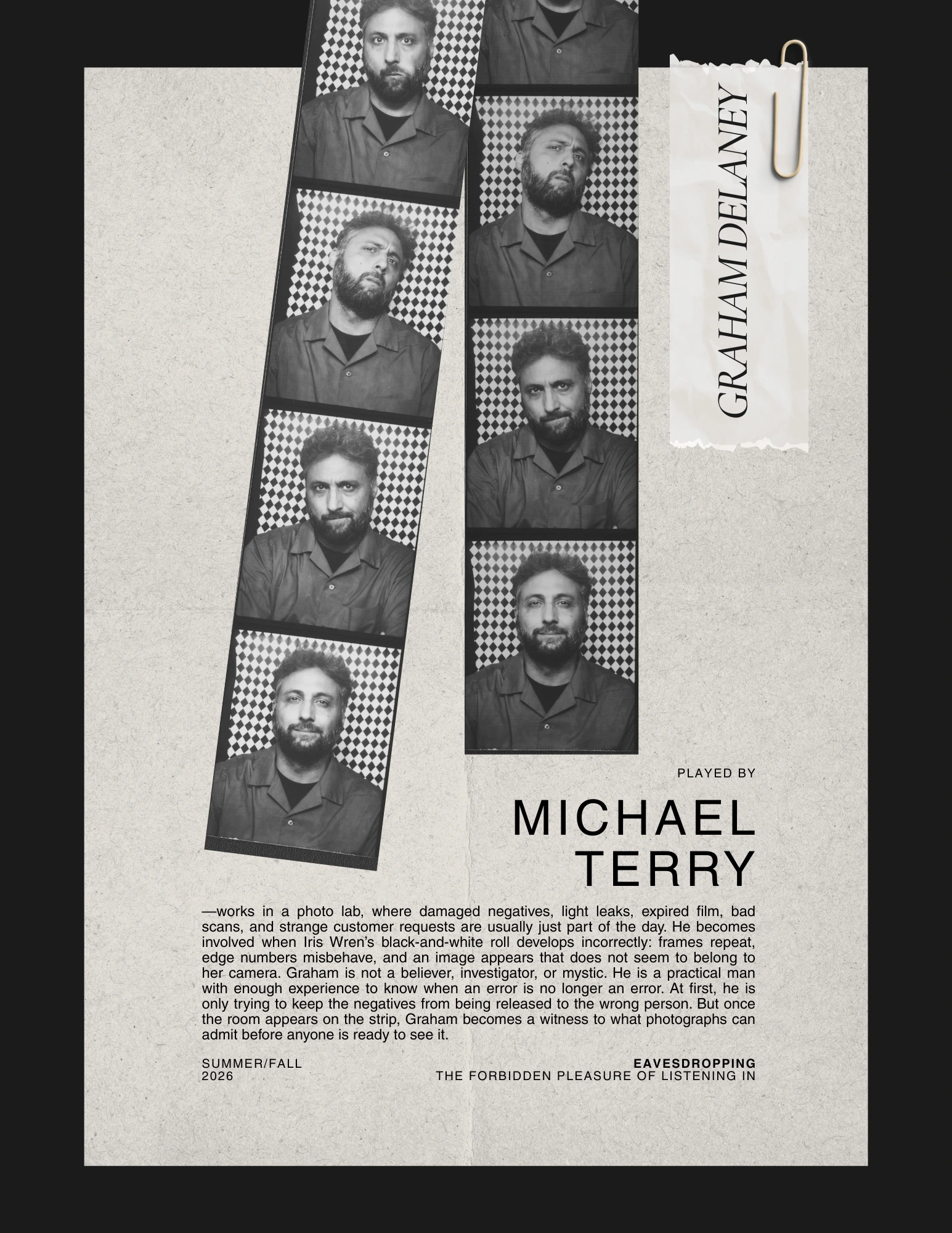 Graham Delaney character sheet, played by Michael Terry