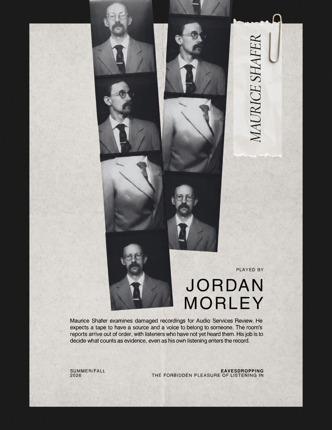 Maurice Shafer character sheet, played by Jordan Morley