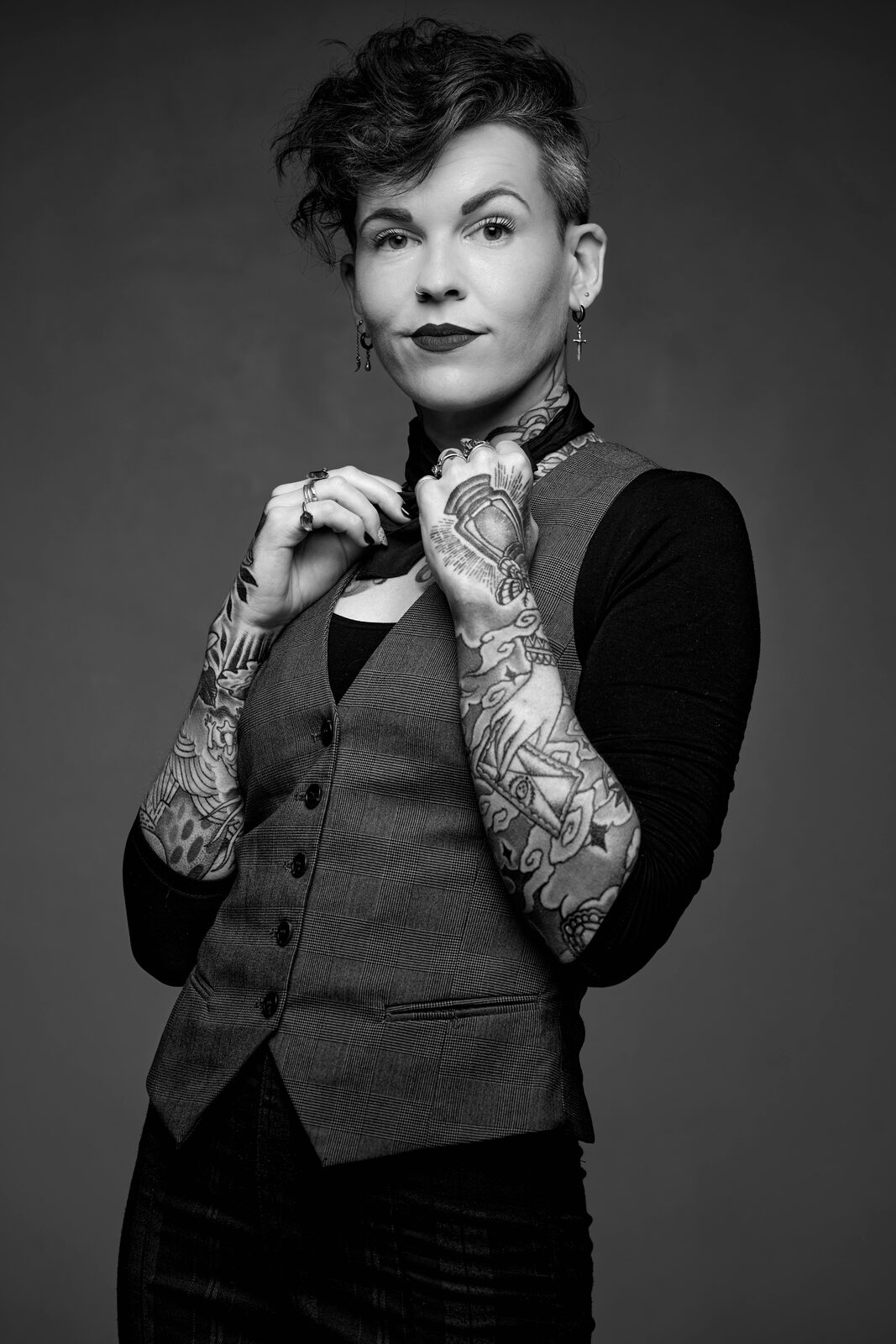 Whitney George — black-and-white studio portrait